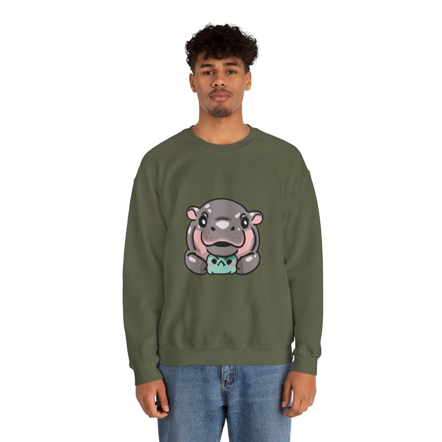 Cozy Moo Deng baby hippo sweatshirt - Viral sensation design