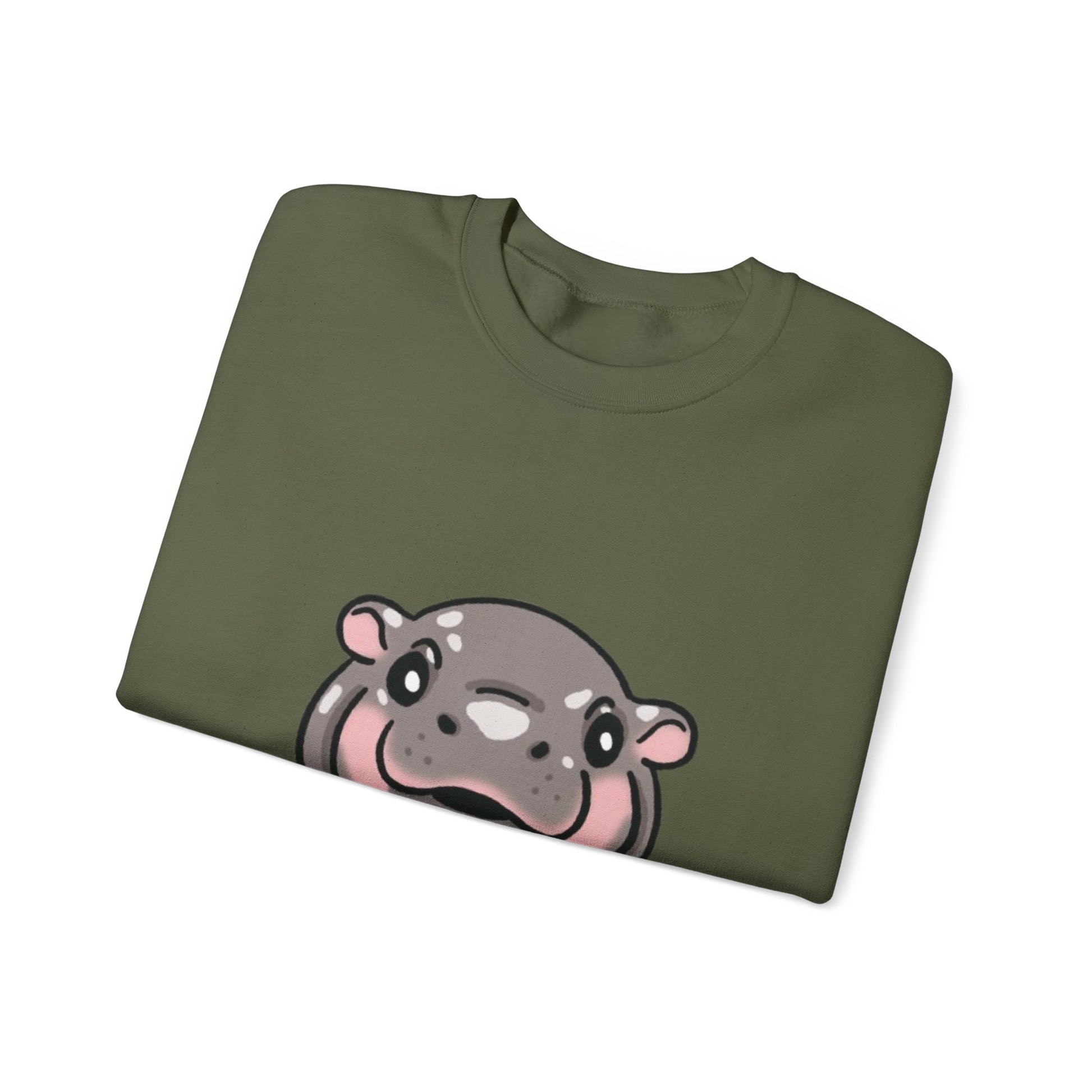 Cozy Moo Deng baby hippo sweatshirt - Viral sensation design