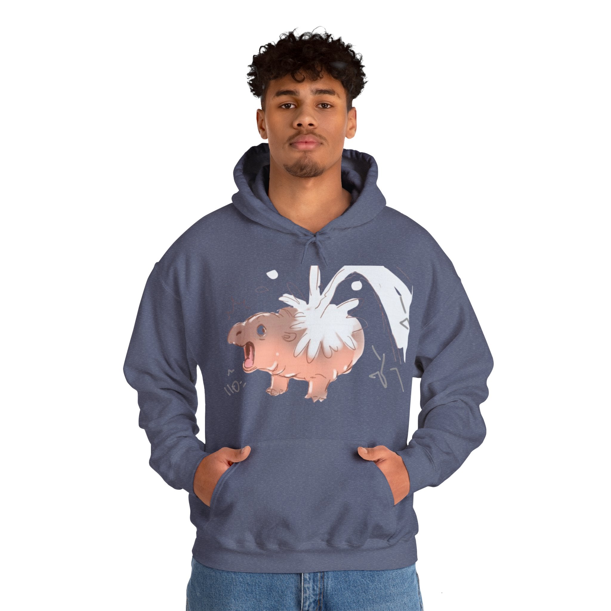 Moo Deng Baby Pygmy Hippo Hooded Sweatshirt Hoodie Aprasi