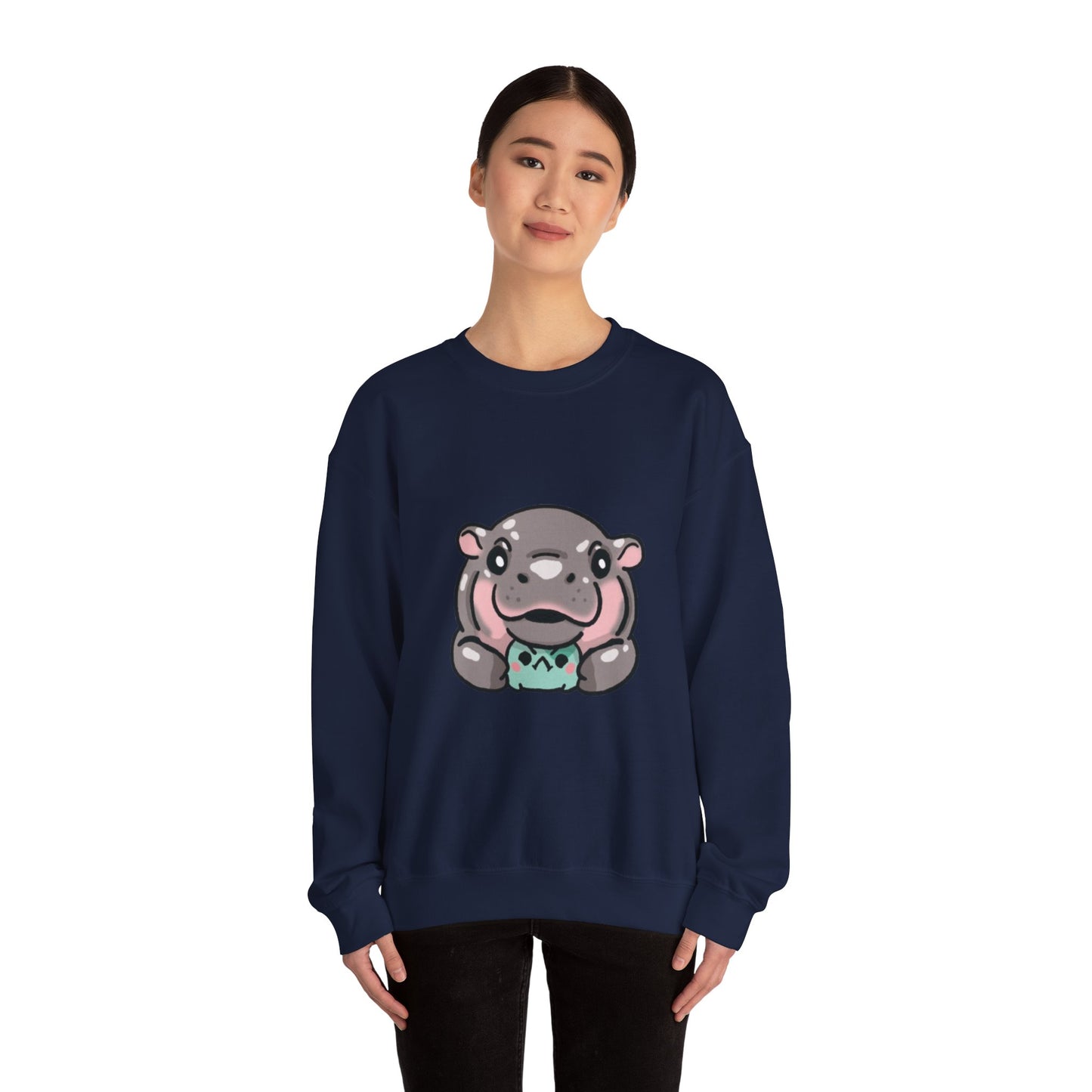 Soft and durable Moo Deng pygmy hippopotamus sweatshirt - Endangered species