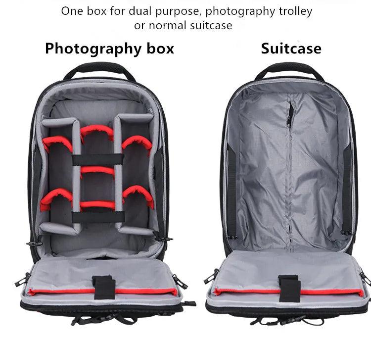 Image describing that the bag can be used as a regular suitcase aswell.