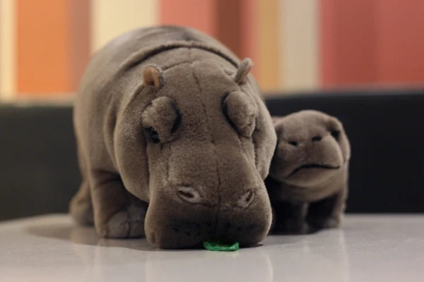 Viral sensation Moo Deng baby hippo plush toy with mother