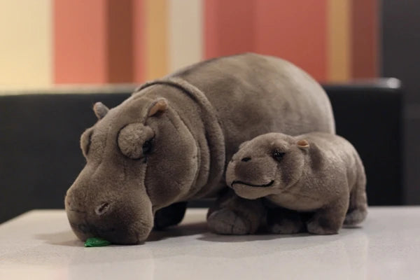 Moo Deng plushie set: Internet's favorite baby pygmy hippopotamus and mom