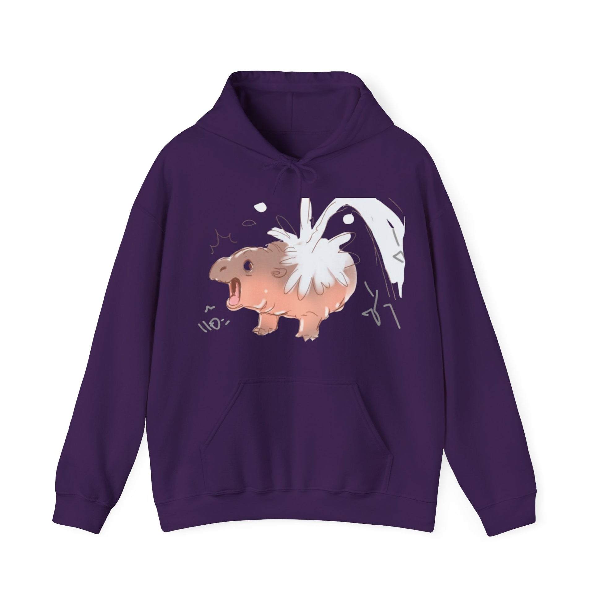 Moo Deng baby hippo design on hoodie