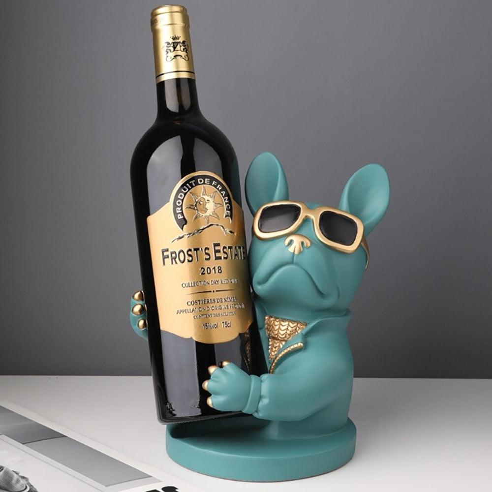 Bulldog Wine Holder Resin Statue - aprasi