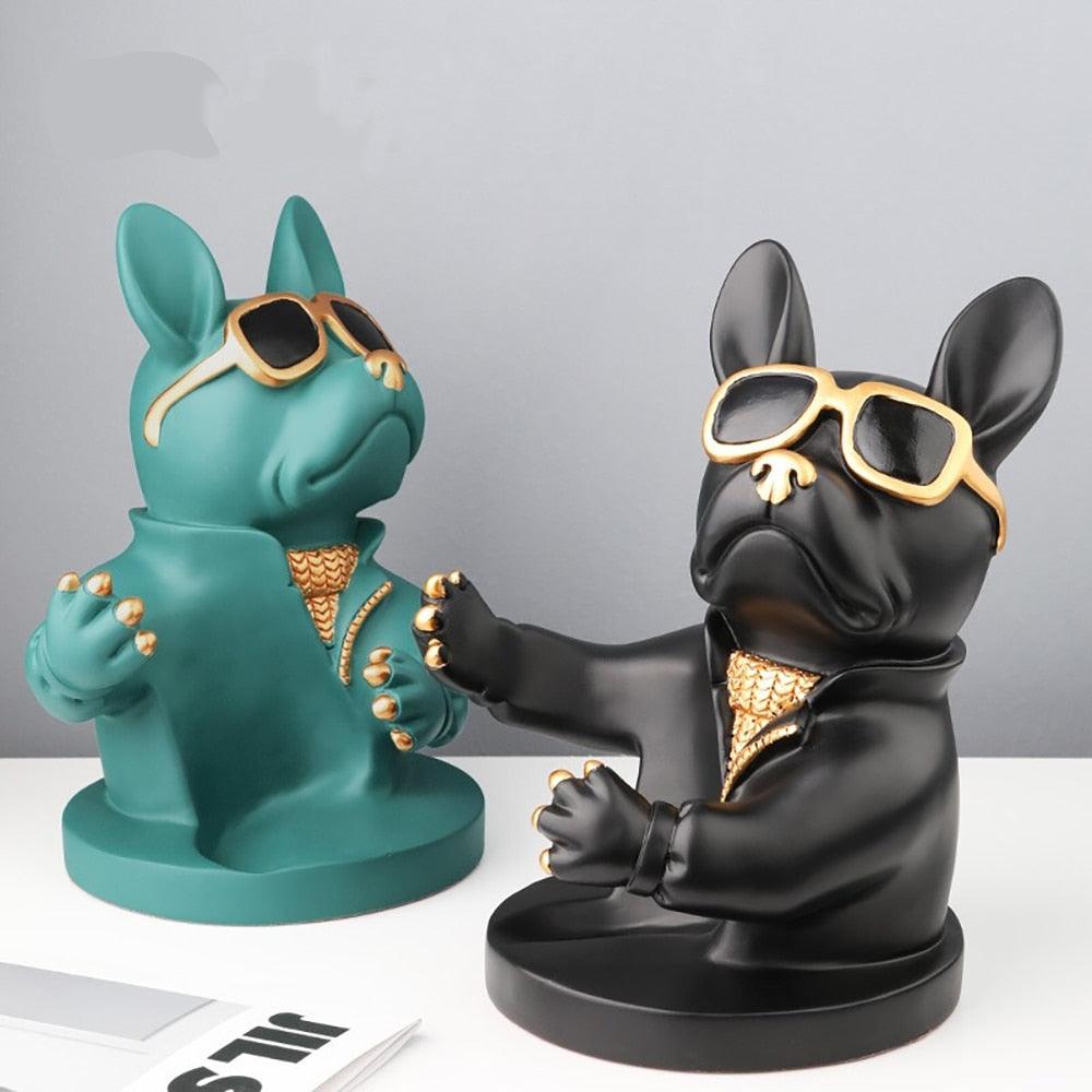 Bulldog Wine Holder Resin Statue - aprasi