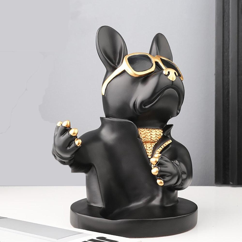 Bulldog Wine Holder Resin Statue - aprasi