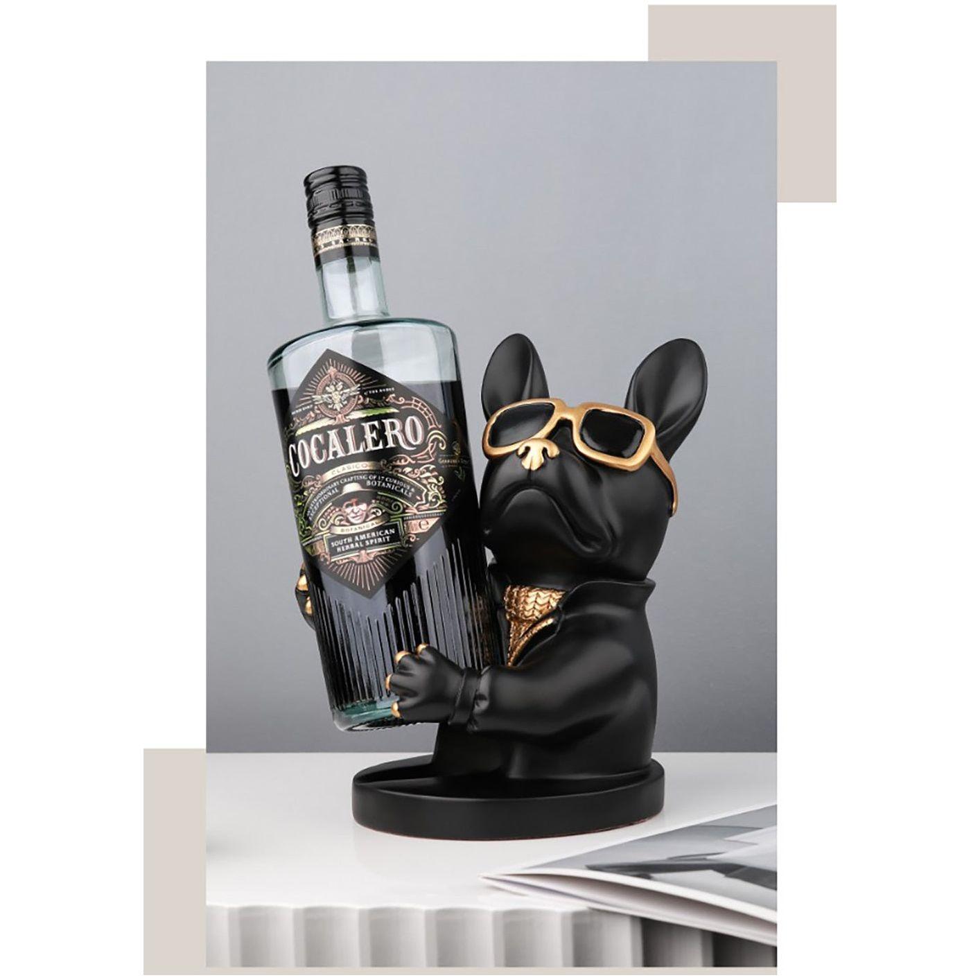 Bulldog Wine Holder Resin Statue - aprasi